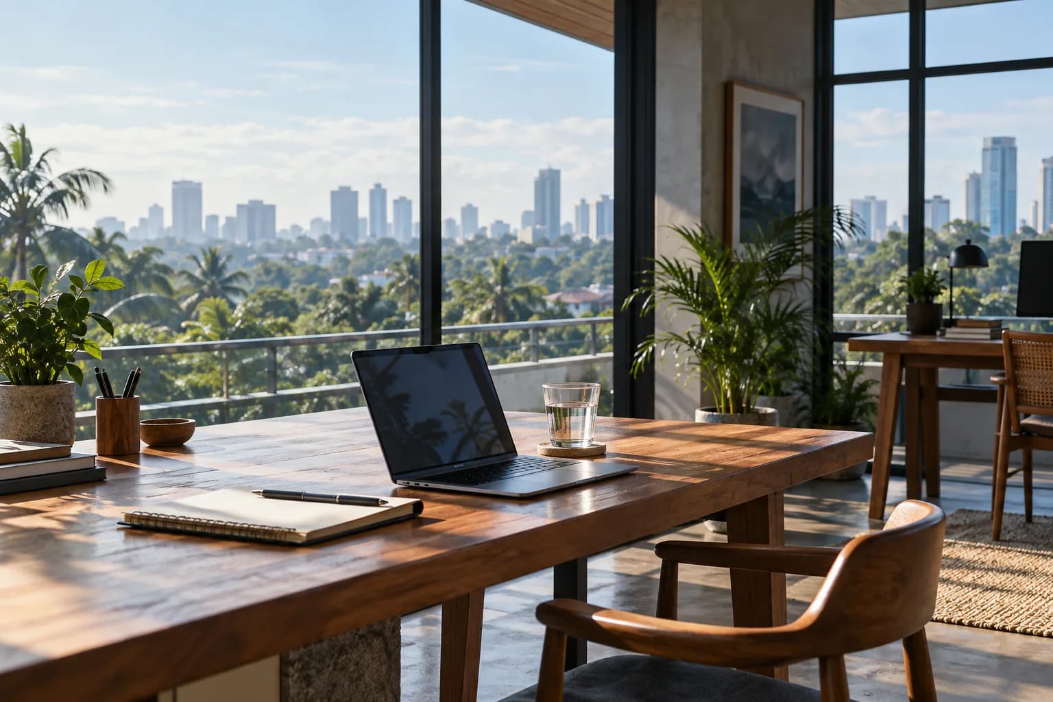 An editorial image of a workspace for building software.